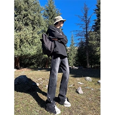 牛仔裤男春秋设计感小众拉链直筒休闲长裤美式复古微喇叭裤子，男装牛仔裤，星座601-2