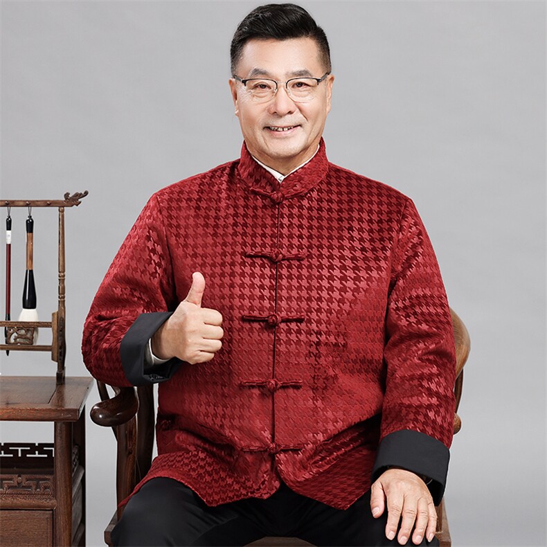 2025新款中老年雪尼尔加绒棉衣唐装外套男士冬款新中式爷爷装棉袄图片