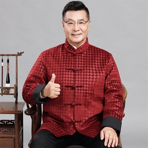 2025新款中老年雪尼尔加绒棉衣唐装外套男士冬款新中式爷爷装棉袄图片