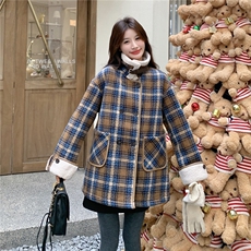 冬装新款现货皮毛一体格子外套2C271-9570-P195K278，女装毛呢外套，2C271