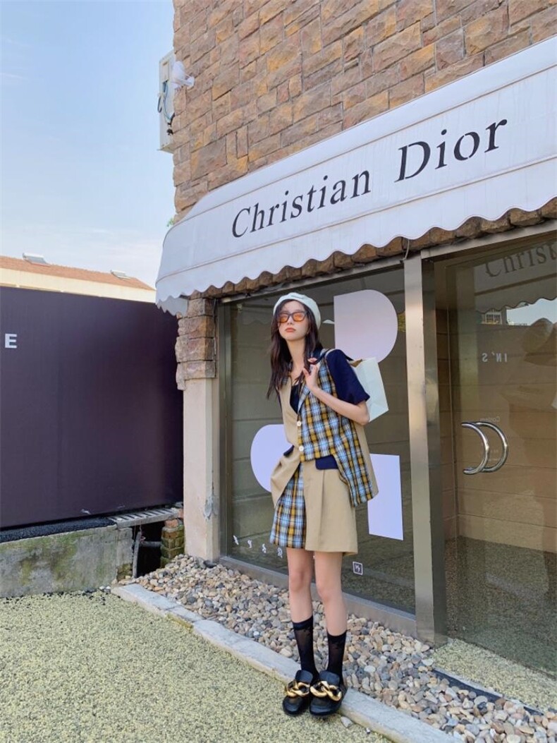 格子套装，女装职业装，YOUER DENG