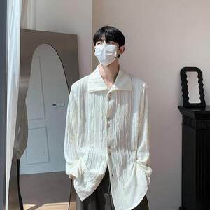 W401-P45 中性男女立领长袖衬衫上衣图片