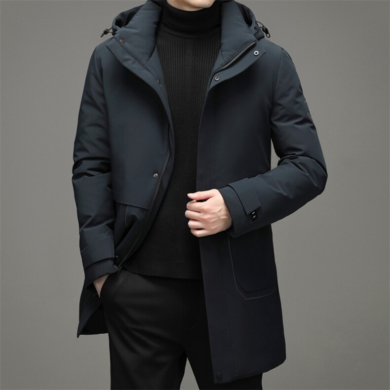 男士休闲宽松中长款冬季连帽厚款男士时尚羽绒服SNNYR869820-P330,男装羽绒服,电商B212（原钱塘6029）