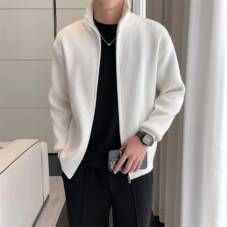 轻熟风~2025秋季立领拉链开衫毛衣M004/P85,男装针织衫/毛衣,电商B331