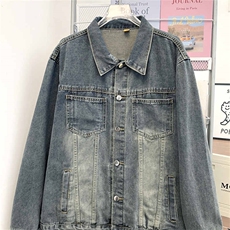 美式复古牛仔外套男女宽松翻领夹克百搭情侣上衣潮JK0314-P53，男装工装外套，星座308B-2