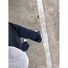 松弛感阔腿牛仔裤男直筒秋季裤子潮流百搭微喇裤拖地裤7411-p48，男装牛仔裤，星座1008