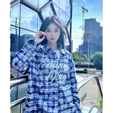 少年感穿搭格子衬衫长袖高级感美式复古潮牌痞帅春秋衬衣外套，男装衬衫，星座601-1