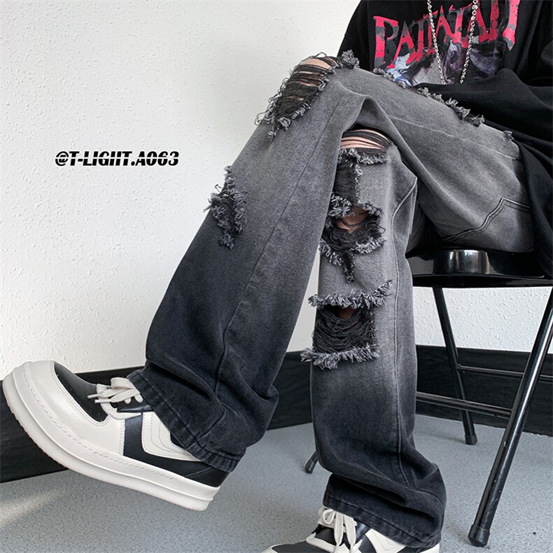 美式高街小众夏季破洞牛仔裤货号K729P60，男装牛仔裤，电商A063