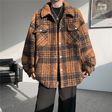 粗花呢格纹棉服复古大码夹棉加厚小香风毛圈格子呢外套LF101特P95，男装棉衣，电商B215