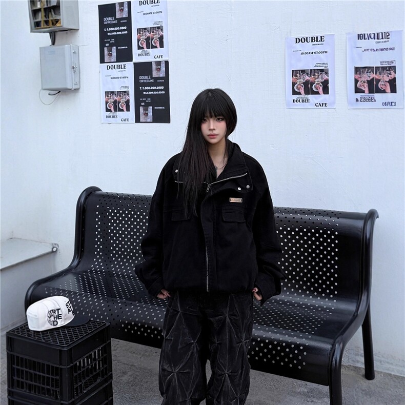 复古美式工装外套男女春季百搭短款痞帅水洗高级感夹克,男装夹克,星座1210-1