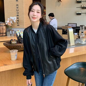 拼接撞色棒球服外套女秋季新款2022百搭休闲拉链开衫夹克短上衣潮图片