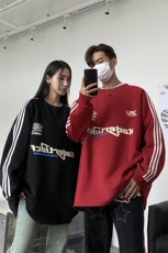 主推港风潮美式拼接织带印花情侣卫衣运动外套男女G1063P48，女装短外套，电商A339
