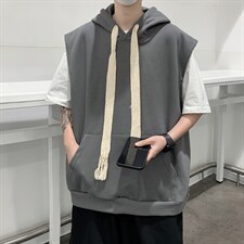 纯色无袖连帽卫衣男夏季新款上衣宽松休闲百搭外套 W3191-P32图片