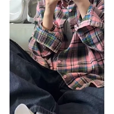休闲格子衬衫外套春季2025新款痞帅青少年男女款长袖衬衣C59，男装衬衫，星座1116A（原606A-3）