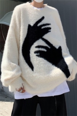 原创设计潮牌美式抽破洞男女秋冬季慵懒风宽松情侣装针织衫毛衣，男装针织衫/毛衣，星座505-2（原电商A260-1)