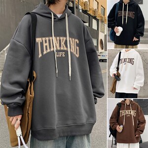 2026新款纯色宽松体恤男士长袖卫衣衣服潮牌潮流百搭秋季休闲男装图片