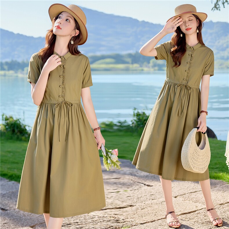 6308时尚木耳边气质连衣裙，女装连衣裙，倪叶myz