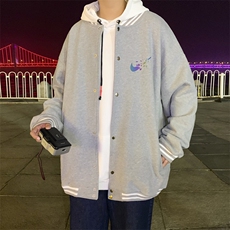 Y9911P30港风外景2024秋季新款棒球领开衫学生炫彩反光印花潮，男装卫衣，电商A026-1