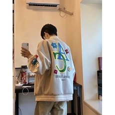 男女新款宽松复古拼接刺绣字母AC棒球服百搭开衫夹克外套JW502，男装夹克，星座1116A（原606A-3）