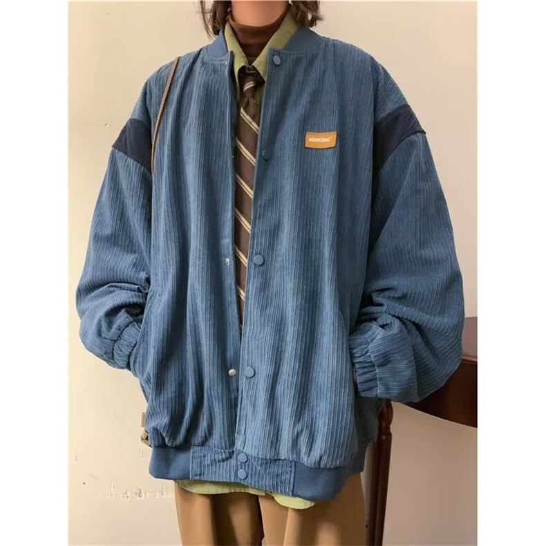 日系cityboy灯芯绒棒球服男春秋潮牌复古宽松夹克外套女Y573-p58,男装夹克,星座1008-1