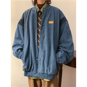 日系cityboy灯芯绒棒球服男春秋潮牌复古宽松夹克外套女Y573-p58图片
