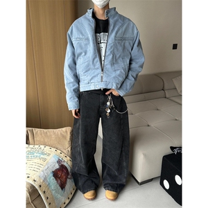 【有货】冰川蓝立领外套男高级感痞帅春秋工装夹克JK7703LL-特P65图片