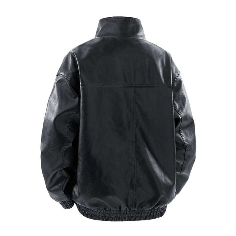 得物二开皮衣外套美式复古立领机车服PU皮夹克宽松秋JK1200-P78,男装皮衣,星座1103-3