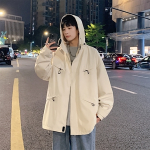 港风二开宽松冲锋衣工装夹克百搭落肩简约上衣外套JK742 P75图片