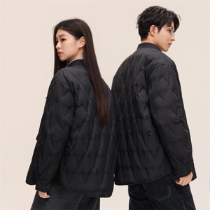 标90%秋冬潮牌轻薄时尚立领衬衫菱形男女白鸭绒羽绒服外套P210图片