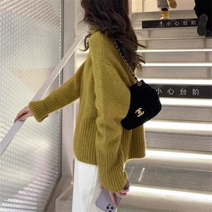 王菲同款加厚针织衫女秋冬高领慵懒宽松羊毛毛衣保暖打底衫图片