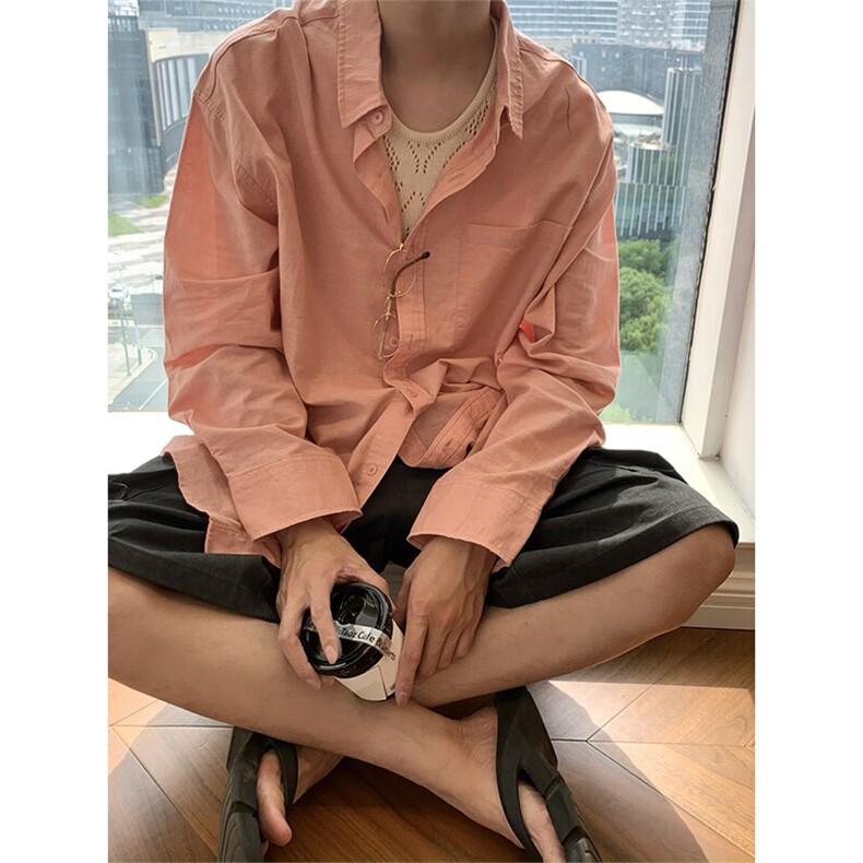 亚麻薄款长袖衬衫男夏季韩版宽松休闲防晒衬衣外套C033-P45,男装防晒衣,星座1004-3