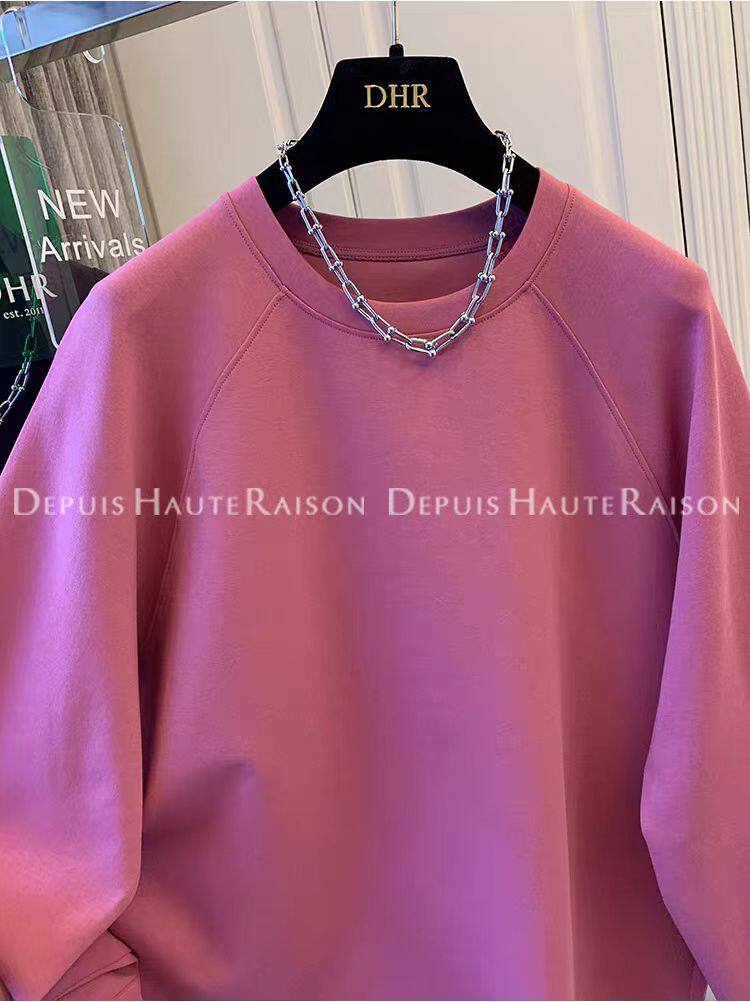 2025年秋季长袖时尚百搭通勤简约休闲插肩圆领长袖卫衣，女装卫衣/绒衫，湘姗