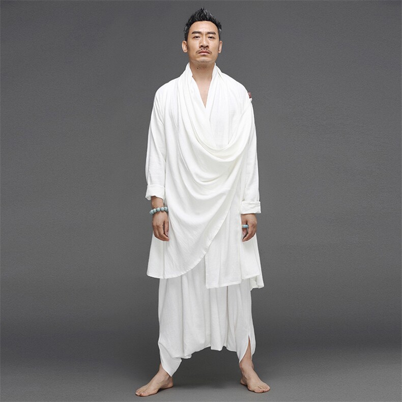 风棉麻打坐居士汉服宽松长款披风衣民族套装瑜伽服Q9220-P190，男装风衣，星座1105-3