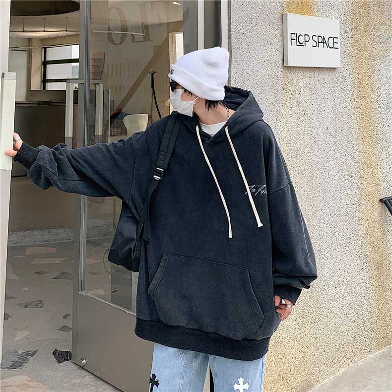 2024新款秋装复古美式水洗做旧宽松连帽卫衣301B-JB7883-P68,男装卫衣,星座301B