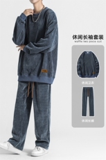 新款男百搭设计感筷子条面料无影墙套装VE3002+XD8820-P100控158，男装休闲套装，星座717