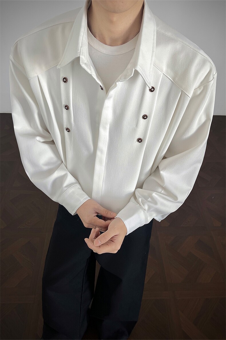 春秋季男简约潮流衬衣男款长袖衬衫男生韩系休闲风宽松翻领上衣,男装衬衫,电商B319