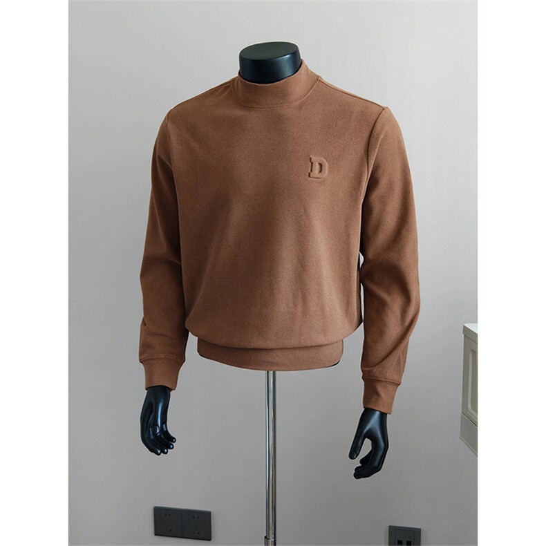 盗图假模老钱风慵懒半高领双面绒针织德绒打底衫M50/P20降，男装针织衫/毛衣，电商A243