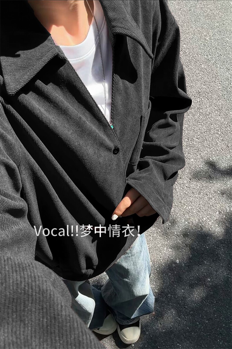 法式松弛感翻领长袖衬衫男秋季潮牌设计感宽松休闲情侣款衬衣外套,男装衬衫,电商A102B
