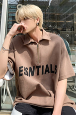 夏季新款华夫格字母印花半拉链polo衫外景XZ604-PL101-P45控58，男装Polo衫，星座604