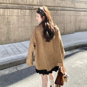 美拉德格纹拼接咖色外套女春秋2025新款甜美减龄穿搭大衣流行爆款图片