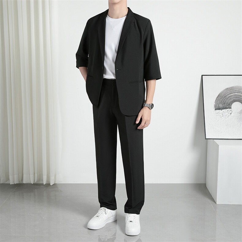 TW051-P952025夏季INS男士痞帅轻熟七分袖西服西裤两件套装,男装西服,星座507A（原星座306B-2）