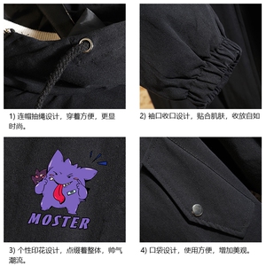 JK41087-P85纯棉连帽夹克男士大码工装夹克男外套男 砖墙挂拍图片