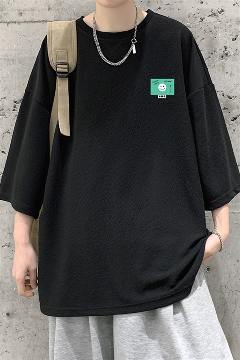 Q11264-P30 春夏季七分袖t恤男大码五分袖男短袖中袖   大皂风图片