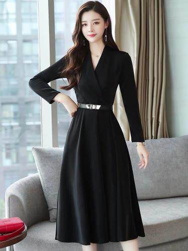 秋季气质修身连衣裙，女装连衣裙，蓝芝衣秀