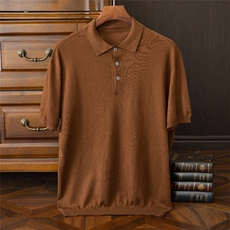 2025年秋季时尚都市直筒型衬衫领短袖，男装T恤，圣强羊绒