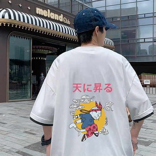 JT55012-P25假两件短袖t恤男大码胖子半袖体恤半截袖港风，男装T恤，电商A040