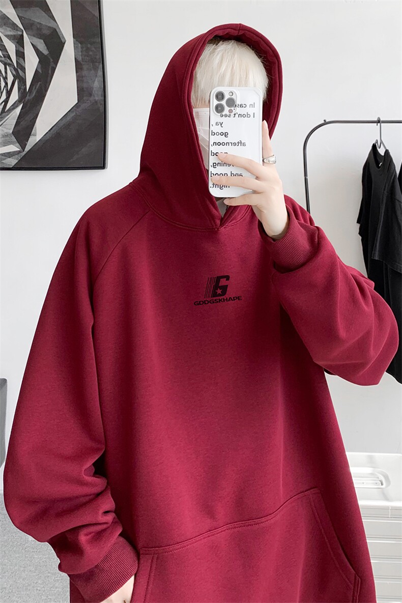 已注册/秋冬内景新年喜庆无绳连帽卫衣男宽松MS00714/P45加绒P50,男装卫衣,电商B316