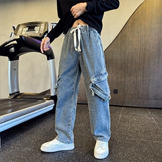 秋季新款加厚牛仔裤男士直筒裤潮牌工装长裤社会小伙潮901N35P58，男装牛仔裤，星座901