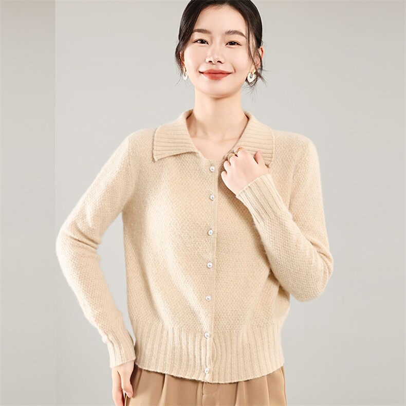 35%羊绒衫秋冬季新款舒适时尚百搭女式宽松长袖羊绒开衫,女装羊绒衫,琳尚羊绒