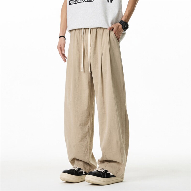 ！2026夏季新款男士宽松休闲裤冰丝长裤山本裤WK2077特P35，男装休闲裤，电商B220